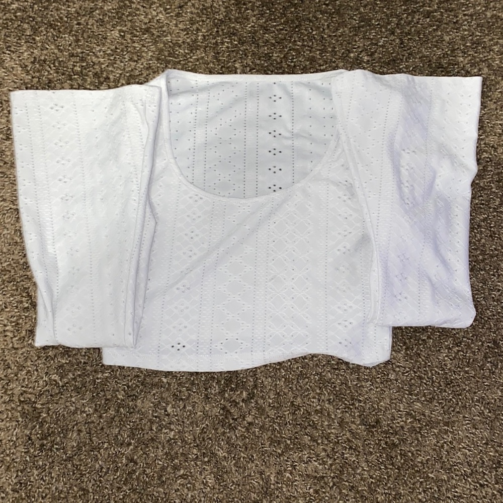 White Crop Top Flared Arms.